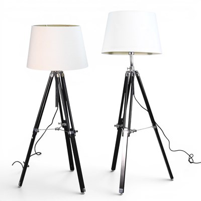 Lot 629 - A pair of modern standard lamps and shades,...