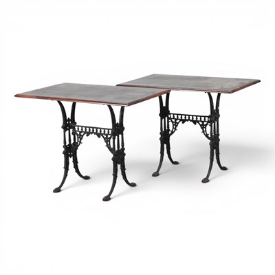 Lot 488 - A near pair of side tables, each with a wooden...