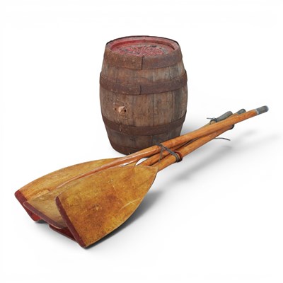 Lot 89 - A collection of wooden oars, together with a...