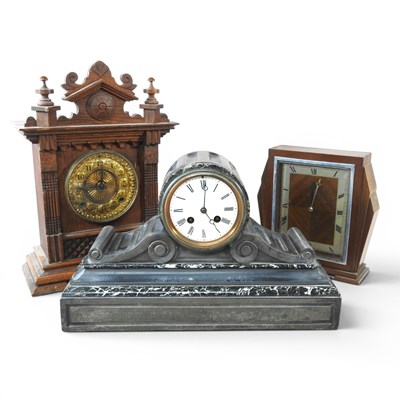 Lot 361 - A 19th century black slate mantel clock, 25cm...