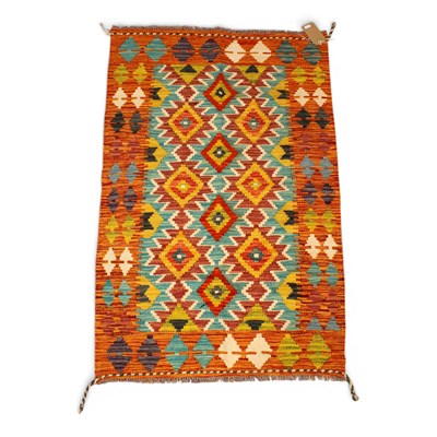 Lot 573 - A Chobi Kilim rug, 125x83cm.