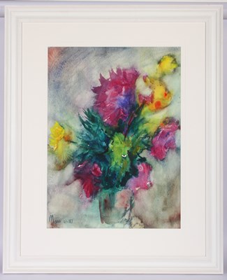 Lot 290 - Sir Leslie Marr, 'Dahlias', watercolour,...