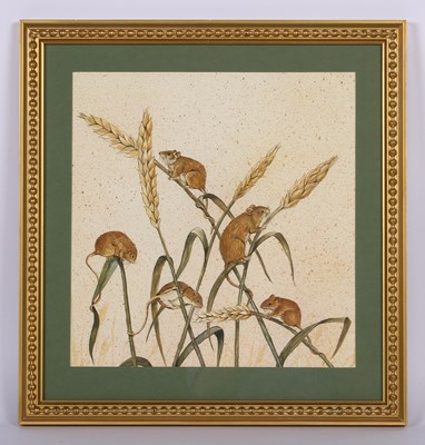 Lot 364 - Contemporary, 'Field mice', gouache, 48x50cm.