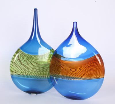 Lot 219 - A pair of Bob Crooks signed studio art glass...
