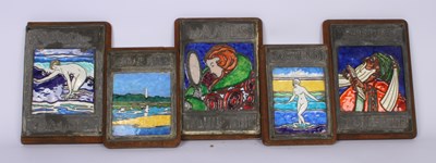Lot 179 - A collection of five Art Nouveau lead framed...