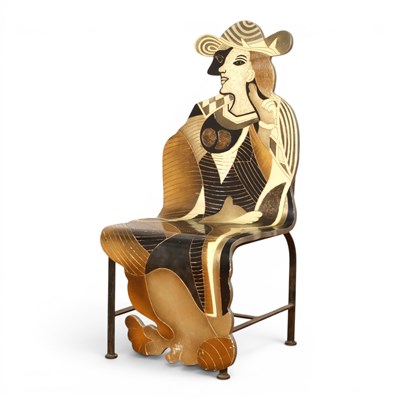 Lot 569 - After Pablo Picasso, a carved wooden chair, on...