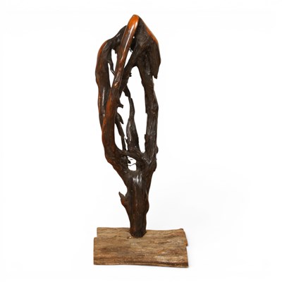 Lot 232 - A driftwood root sculpture mounted on a rustic...