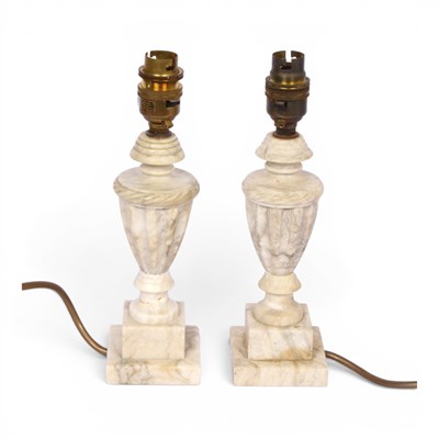 Lot 749 - A pair of neoclassical style alabaster table...