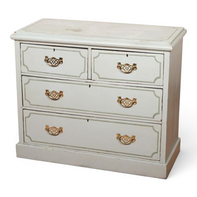 Lot 561 - A 19th century painted pine chest of drawers,...