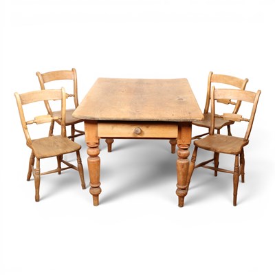 Lot 537 - A pine kitchen or dining table, 139.5x90.5cm,...
