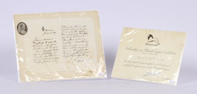 Lot 257 - A Queen Victoria thank you letter, written...