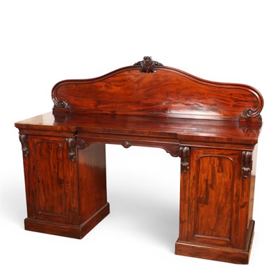 Lot 582 - A Victorian mahogany pedestal sideboard,...