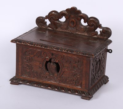 Lot 235 - A Victorian carved oak country house postbox H:...