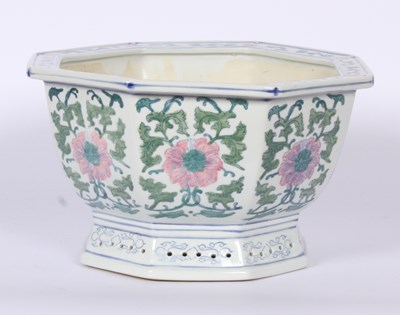 Lot 717 - A Chinese hexagonal floral porcelain...