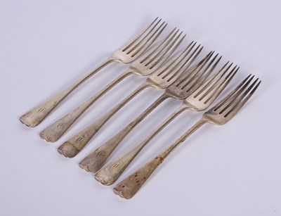 Lot 11 - A set of six Victorian silver Old English...