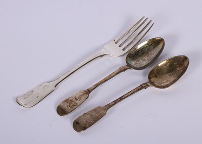 Lot 30 - A pair of 19th century silver fiddle pattern...