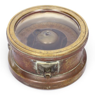 Lot 234 - A continental brass ship's compass, 11.5x21cm