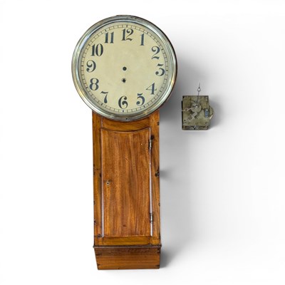 Lot 223 - A 19th century mahogany drop dial clock, 14"...