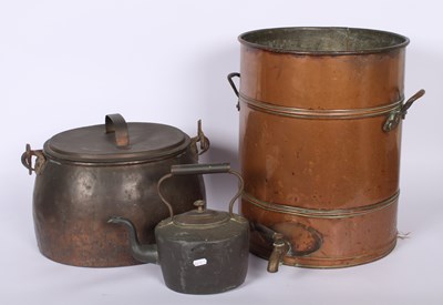 Lot 237 - A Victorian copper range kettle, together with...