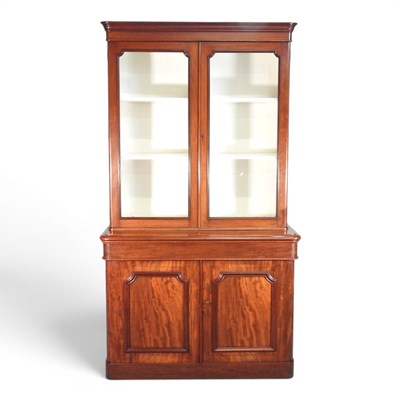 Lot 360 - A large Victorian mahogany cabinet bookcase,...