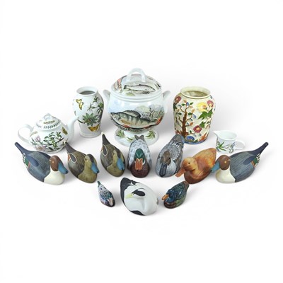 Lot 470 - A collection of wooden ducks, Portmeirion and...