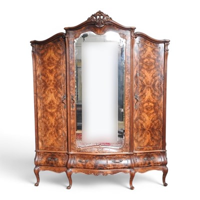 Lot 514 - A 1930s French burr walnut armoire, with a...