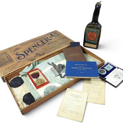 Lot 237 - A collection of masonic regalia, to include an...