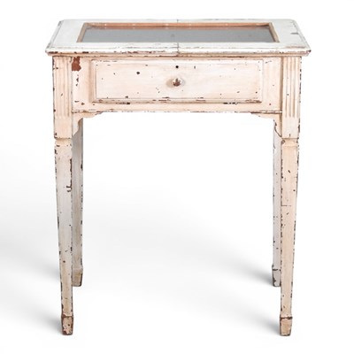 Lot 110 - A rustic cream painted bijouterie table, with...