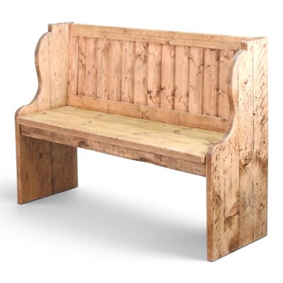 Lot 242 - A hand made pine pew, with a boarded back