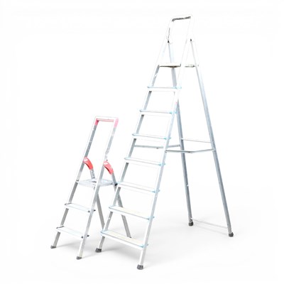 Lot 529 - An aluminium step ladder, 240cm high, together...