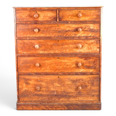 Lot 533 - A large Victorian maple chest of drawers, on a...
