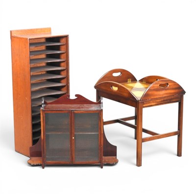 Lot 371 - A modern hardwood butler's tray on stand,...