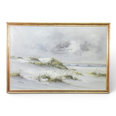 Lot 56 - Armstrong, 20th century, beach scene, signed,...