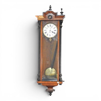 Lot 273 - A 19th century Vienna style wall clock, with a...