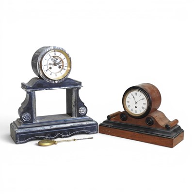 Lot 614 - A Victorian walnut cased mantel clock,...