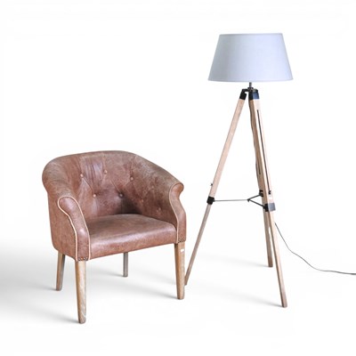 Lot 481 - A modern brown button back tub shaped armchair,...