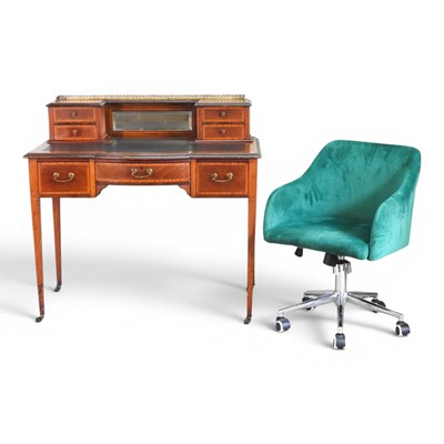 Lot 241 - An Edwardian mahogany and inlaid writing desk,...