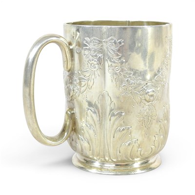 Lot 1 - A Victorian silver mug, of lobed form,...