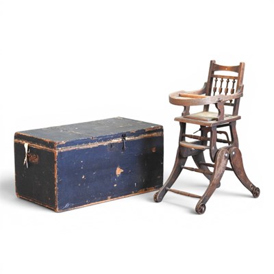 Lot 566 - An antique pine trunk, with a hinged lid, 91cm...