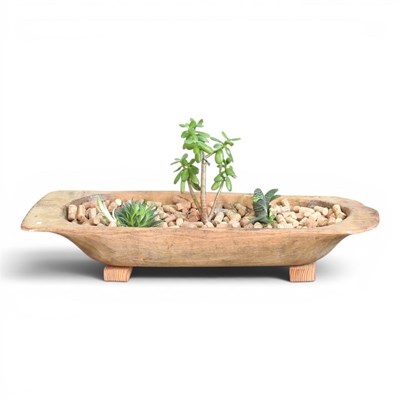 Lot 141 - An antique treen dough trough, planted with...