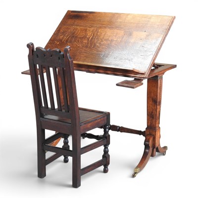 Lot 427 - A 19th century oak architect's table, with...