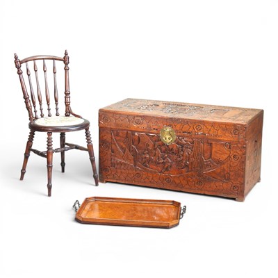 Lot 426 - A mid 20th century Eastern carved camphor wood...