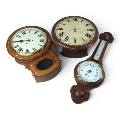 Lot 519 - A 19th century oak cased drop dial wall clock,...