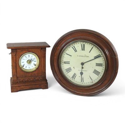 Lot 654 - A 19th century oak cased dial clock, the...