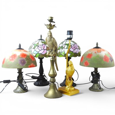 Lot 391 - A pair of Art Nouveau style table lamps, with...