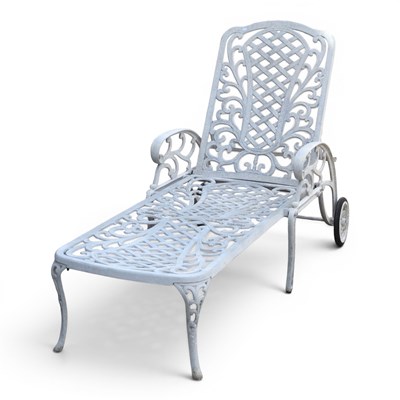Lot 24 - A painted metal reclining garden sun lounger
