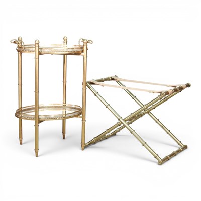Lot 165 - A gilt metal hostess trolley, 60cm wide,...
