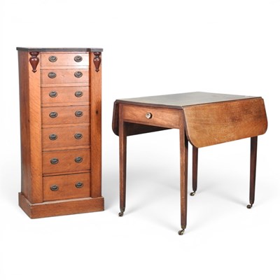 Lot 592 - A late 19th century oak wellington chest,...