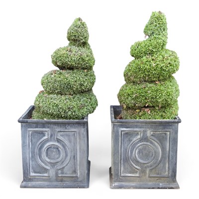 Lot 66 - A pair of composition garden pots, 62cm high,...