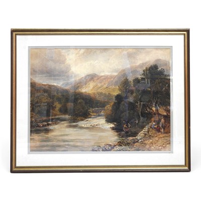 Lot 71 - English school, 19th century, river landscape...